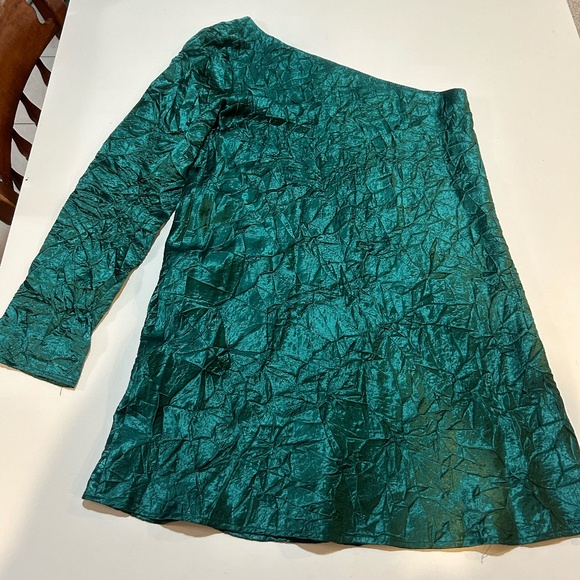 Free People Third Form Running Water Crinkle Satin Dress in Emerald - Picture 8 of 10
